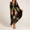 Spring V-neck A-line Dress Animal Pattern Printed Loose Dress Retro Women's Dress