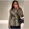 Leopard Print Women Winter Coat Faux Fur Coat Lapel Waist Tightened Jacket Single Breasted Long Sleeve Coat Daily Wear