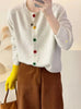 Japanese Sweet and Fresh Round Neck Colorful Button Knitwear Coat Academy Style Western Versatile Sweater Women's Cardigans