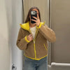 Spring Contrast Knitted Cardigan Jackets For Women Elegant Long Sleeve Pockets Zipper Sweater Street Lady Chic Outwear