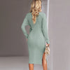 Maternity Womens Solid Color Jacquard V-Neck Knit Long Tight Sleeve Dress Belt Pregnancy Winter Women Sweater Clothes