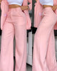 Autumn Women's Solid Notched Collar Suit Two Piece Business Office Casual Elegant Womens Blazer Coat Trousers Set