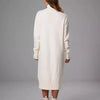 Ribbed Turtleneck Knitted Dress Women Autumn Winter Basic Long Sleeve Sweater Dress Woman Solid Color Long Dresses Female