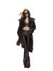 Spring Autumn Long Fitted Soft Black Pu Leather Flare Pants for Women Low Waist Sexy Designer Gyaru Clothes