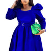Autumn Stylish Women Evening Party Dress Long Puff Sleeve Elegant Pleated A-Line Gowns Birthday Wedding Celebrate Robes