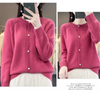 2026Knitted Sweater Autumn/Winter Cardigan Short Jacket Loose Top Women's Lazy Style Round Neck Star Button Knitted Sweater