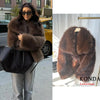 Casual Brown Thick Fur Jackets Women Long Sleeve V Neck Autumn Winter Faux Fur Coats Streetwear Outwears
