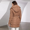Women's Winter Jacket Hooded Belt Long Parkas Warm Padding Puffer Plaid Quilted Coat Down Jacket Thick Snow Wear