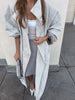 Women Solid Casual Long Trench Coat Lapel Collar Single Breasted Long Sleeve Loose Windbreaker Spring Autumn Streetwear