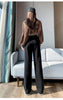 Brown Woolen Suit Pants for Women in Autumn and Winter Narrow Version Straight Wide-leg Pants with Drape