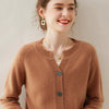 Spring Women's Cardigan 100% Cashmere Knitted Sweater Chic Tops Cashmere Coat Casual O-Neck Loose Women Cardigan