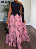 Women's Off Shoulder Flowy Maxi Dress Floral Print High Waist Long Dress Elegant Evening Party Prom Birthday Dress