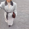 Waist Cinching Woolen Long Coat For Women Lapel Long Sleeve Single-breasted Coat With Belt Lady Commuter Outwears