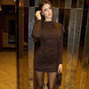 Crew Neck Solid Slim Sheath Dress Women Long Sleeve Overlap Burgundy Elegant Casual Bodycon Outfits Office Lady