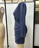 burst waist show thin solid color v-neck long sleeve tight skirt folk wind nightclub dress woman