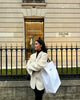 Winter Women's White faux fur Effect straight cut loose Edition casual suit jacket