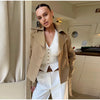 Elegant Solid Women's Blazer Skirts Suit Long Sleeve Lapel Lace-Up Coat Slim Skirt Lady Set Autumn Chic Female Outfits