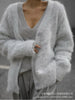 Women Knitted Thick Cashmere Wool Cardigan Chic V Neck Single Breasted Long Sleeve Sweater Fall Winter Coat Outwear
