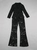 High Street Designer Runway Suit Set Women's Single Button Guipure Lace Blazer Flare Pants Set