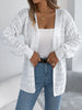 Solid Color Hollow Lantern Long Sleeve Sweater for Women Casual Cardigan Sweaters Autumn Winter Mid-length Jacket Tops