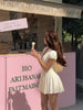Cream White Polka Dot Mini Dress Women Deep V Neck Short Puff Sleeve Pleated Front Buttons Slim Fit Casual Party Dresses