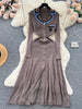 Autumn Winter Wear Dress Women Polo Single Breasted Pocket Design Bodycon Knitting Temperament Sweater Long Dresses