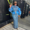 African Clothes for Women 2 Pcs Sets Tops And Skirts Suits Dashiki Ankara Christmas Outfits Gown Plus Size Wedding Party Dresses