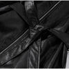 Broad Shoulders Lace up Leather Jacket Lady Zipper Solid Color Long Sleeve Loose Casual Coats Street Women's Jackets