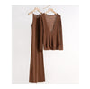French Knitted Set Dress Women's Early Autumn Woolen Hoodie Strap Skirt Two Piece Set