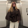 Women's Poncho Coats Vintage Stand Collar Belt Button Lace Up Full Sleeve Overcoat Female Autumn Lady Streetwears