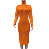 Winter Black Turtleneck Sexy Women Dress Autumn Long Sleeve Skinny Midi Boydcon Casual Blue Plush Knee-Length Party