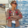 Women Floral Embroidery Jacket Long Sleeve Open Front Loose Fit Button Down Coat Autumn Casual Boho Chic Outwear