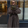 High Street Brown Belted Trench Coats Women's Loose Lapel Lace-up Button Full Sleeve Windbreakers Autumn Ladies Outwear
