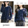 Winter Women's Clothing Tops Brushed Wool Cardigans O Neck Yellow Warm Causal Sweater Soft Solid Knitted Coats B1713005