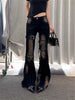 Autumn Winter Women's Denim Pants High Waist Cargo Jean Goblin Core Kpop Bell Bottom Japanese Y2k Stretch 2000s Jeans Gyaru