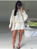 Elegant Satin Mini Dress For Women Scarf Collar Batwing Sleeve Waist Dress Lady Autumn Chic Party Evening Vestidos