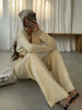 Women's Autumn Winter Knit Cardigan Pants Set Slim Fit Long Sleeve Long Trousers Simple Solid Color Sweater Suit