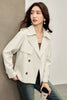 Women Cropped Trench Coat Spring Fall Double-Breasted Outerwear Adjustable Sleeve Tab Short Jacket W53FB2569