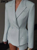 Elegant Double-breasted Blazers Coat Shorts Suit Autumn Solid Lapel Waist-cinching Jackets Slim Short Pants Women's Outfits