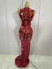 Birthday Party Women Sparkly Sequins Sexy Mesh Maxi Dress Evening Celebrate Performance Singer Nightclub Stage Costume