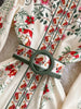 Runway Designer Dresses Women Stand Neck Long Sleeve Floral Print With Belt Boho Holiday Dress Flower Long Robes