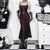 Vintage Elegant Goth Dress Women Sexy Streetwear Fairy Grunge Aesthetic Cross Pattern Spaghetti Strap Party Dress Female