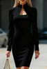Women's Elegant Dress High Neck High Waist Slim Long Sleeve Evening Office Commuting Female Hip Cover Mini Skirt