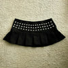 Y2K Adjustable Waist Mini Skirt Harajuku Girl Solid Color Retro Gray Denim Skirt Women Gothic Slim Hip Low Waist Short Skirt