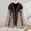Women Large Fur Collar Warm Mid-Length Down Cotton Jacket Winter Coat Puffer Jacket Female Parkas Outerwear