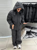 Printed Drawstring Oversized Pockets Puffer Suit Winter Women Warm Padded Coat Set Warm Casual Lady Cotton-Padded Outfit