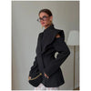Chic Solid Waist Cinching Blazer Coat Women Wide Shoulder Split Sleeves Single Button Jacket Spring Lady Street Jackets