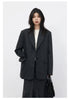 Women Woolen Blazer Coat Loose Casual Office Ladies Suit Jacket Striped Fish Tail Skirt Set Autumn Winter