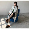 Color Patchwork Long-sleeved Coats for Women Spring and Autumn Korean Style Long Coats