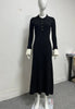 Winter Knitted Long Dress Women Elegant Casual Long Sleeved Maxi Party Dresses Autumn Chic Female Buttons Black Dresses